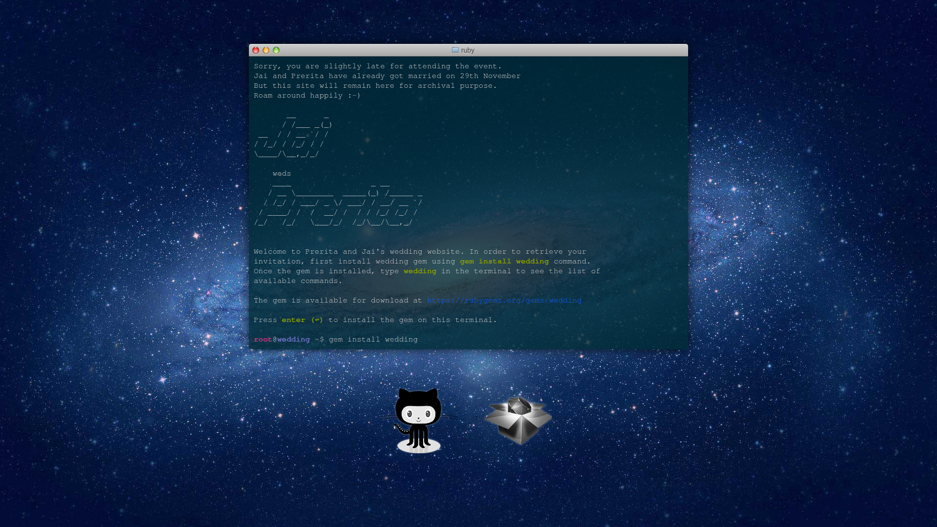 A ruby hacker's wedding